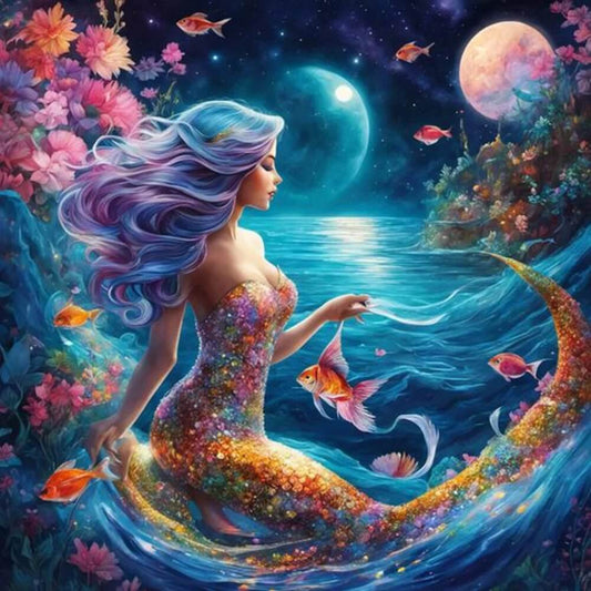 Night Mermaid Princess Diamond Painting