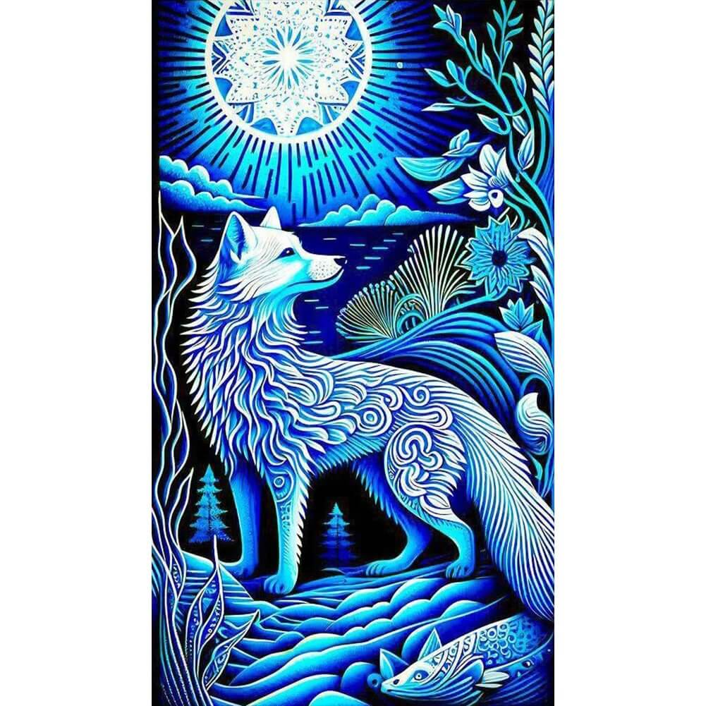 DIY Diamond Painting - Full Round / Square - Wolf Under Tree (40*70cm)