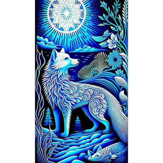 DIY Diamond Painting - Full Round / Square - Wolf Under Tree (40*70cm)