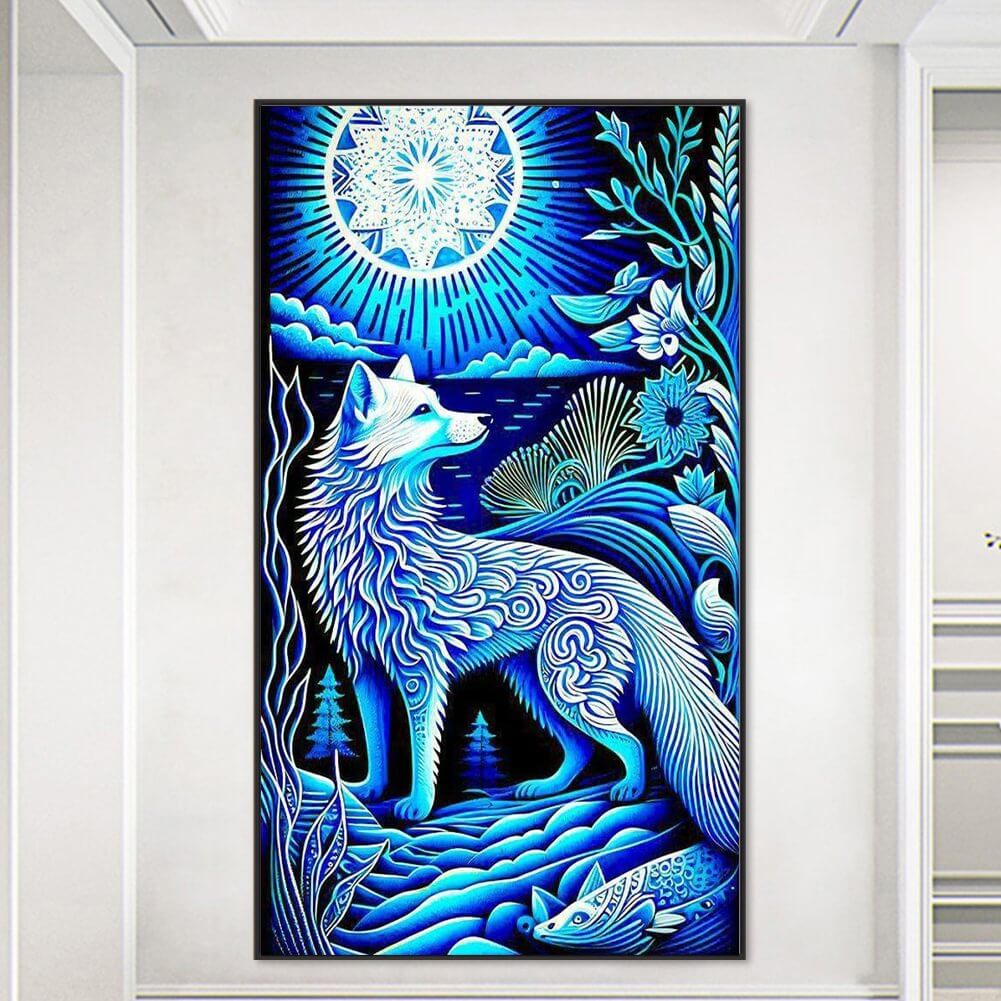 Wolf Under Tree DIY Diamond Painting
