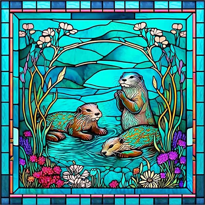 Otter Stained Glass Diamond Painting