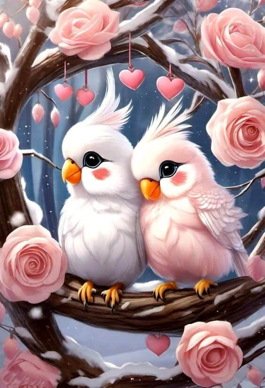 Parrots On Branch Diamond Painting