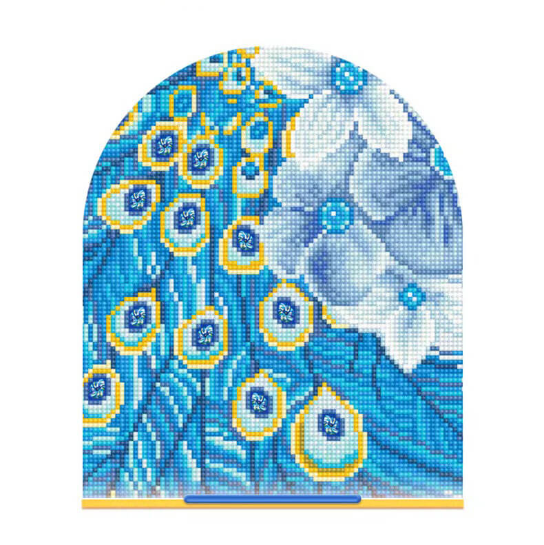 part special drill diamond painting triptych blue peacock