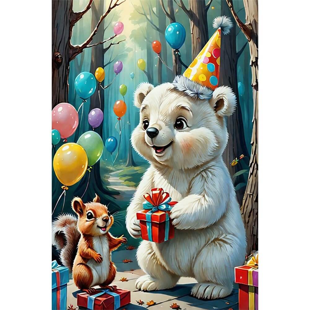 5D DIY Butterfly Diamond Painting Kit - Full Round / Square - Party White Bear