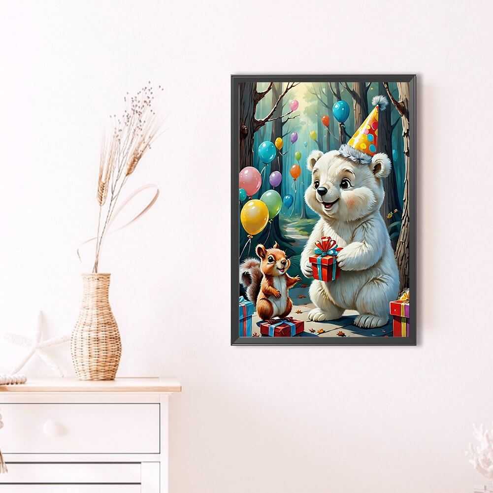 Party White Bear 5D DIY Butterfly Diamond Painting Kit