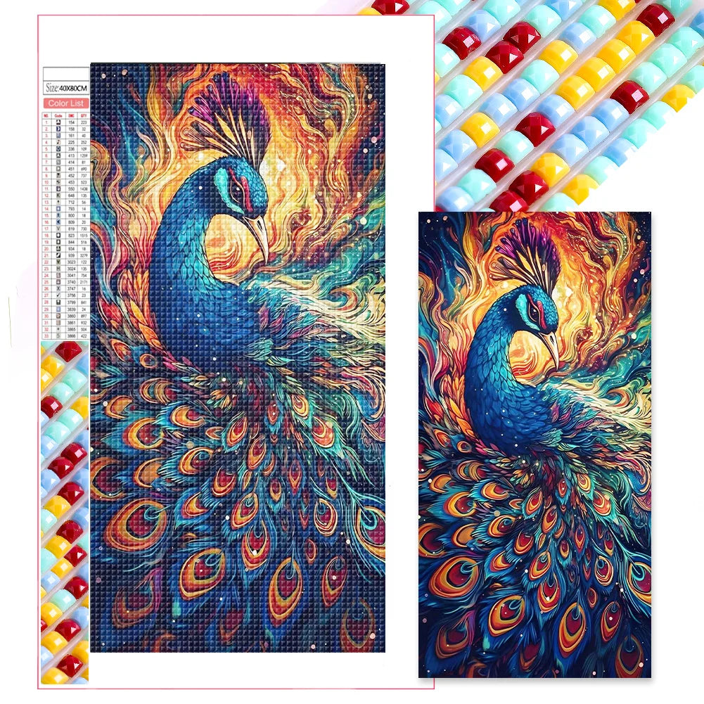 Big Size Diamond Painting - Full Square Drill - Peacock (40*80cm)