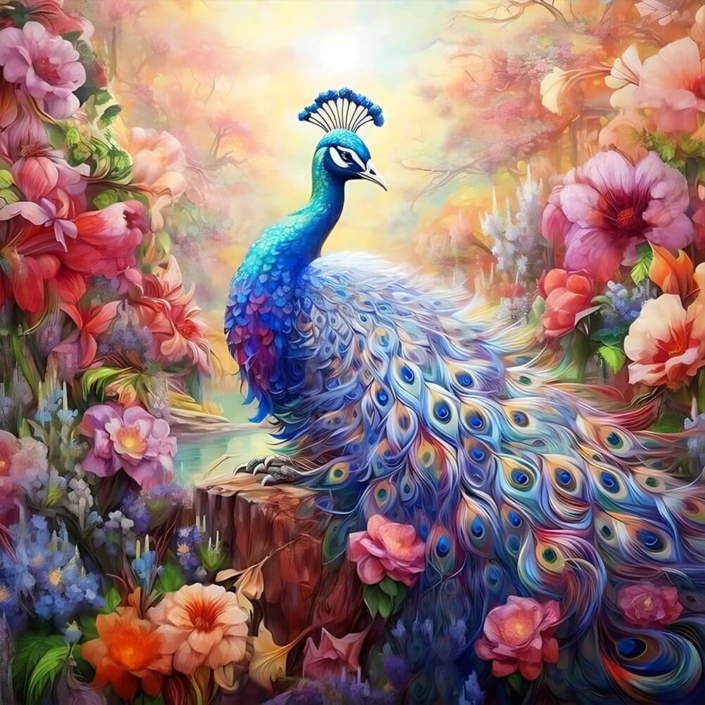 5D DIY Diamond Painting Kit - Full Round / Square - Flower Peacock