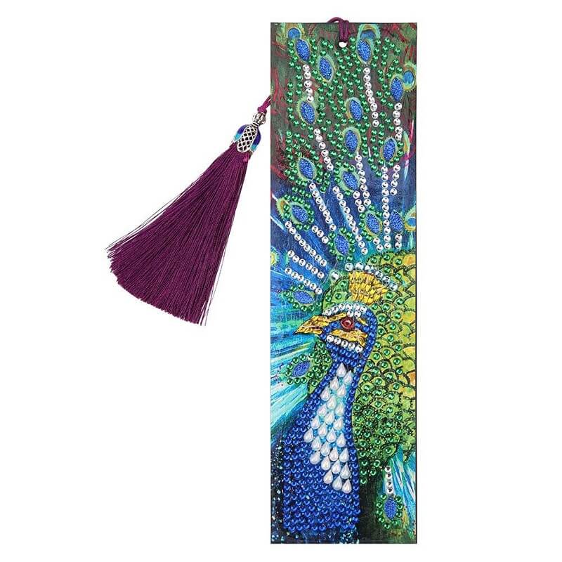 peacock diamond painting bookmark reading accessories