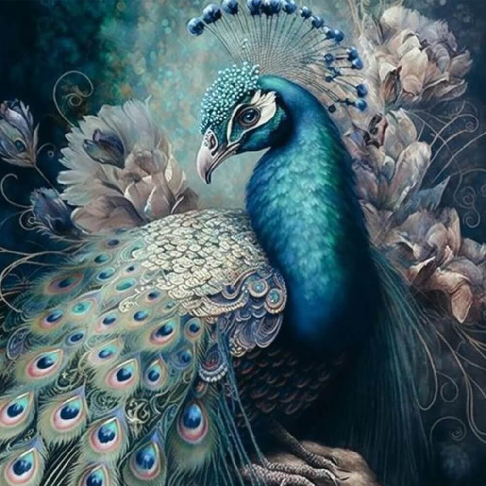 Peacock Full Round / Square Drill Diamond Painting Kit
