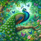 Peacock On Branch Diamond Painting