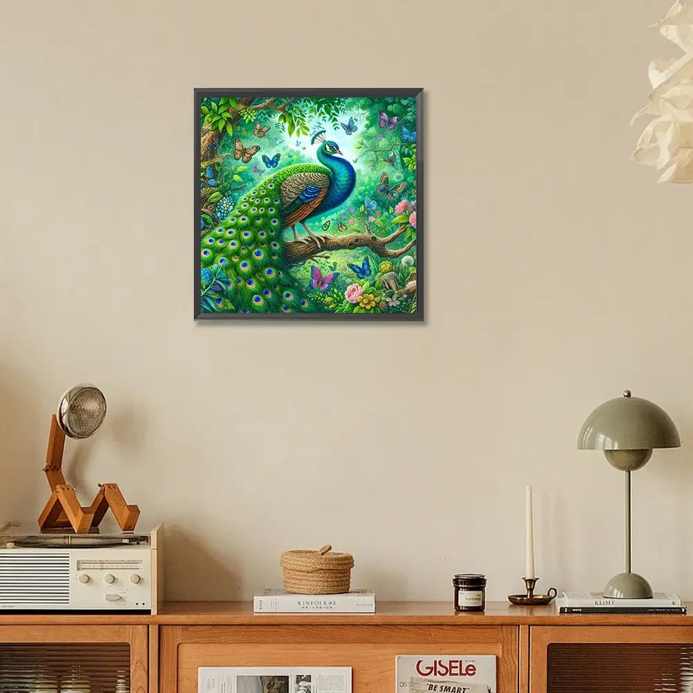 Peacock On Branch Diamond Painting Kit