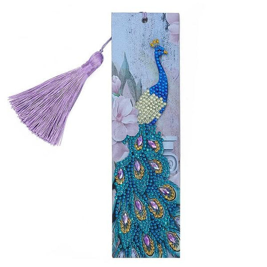 peacock leather tassel diamond painting bookmark kit