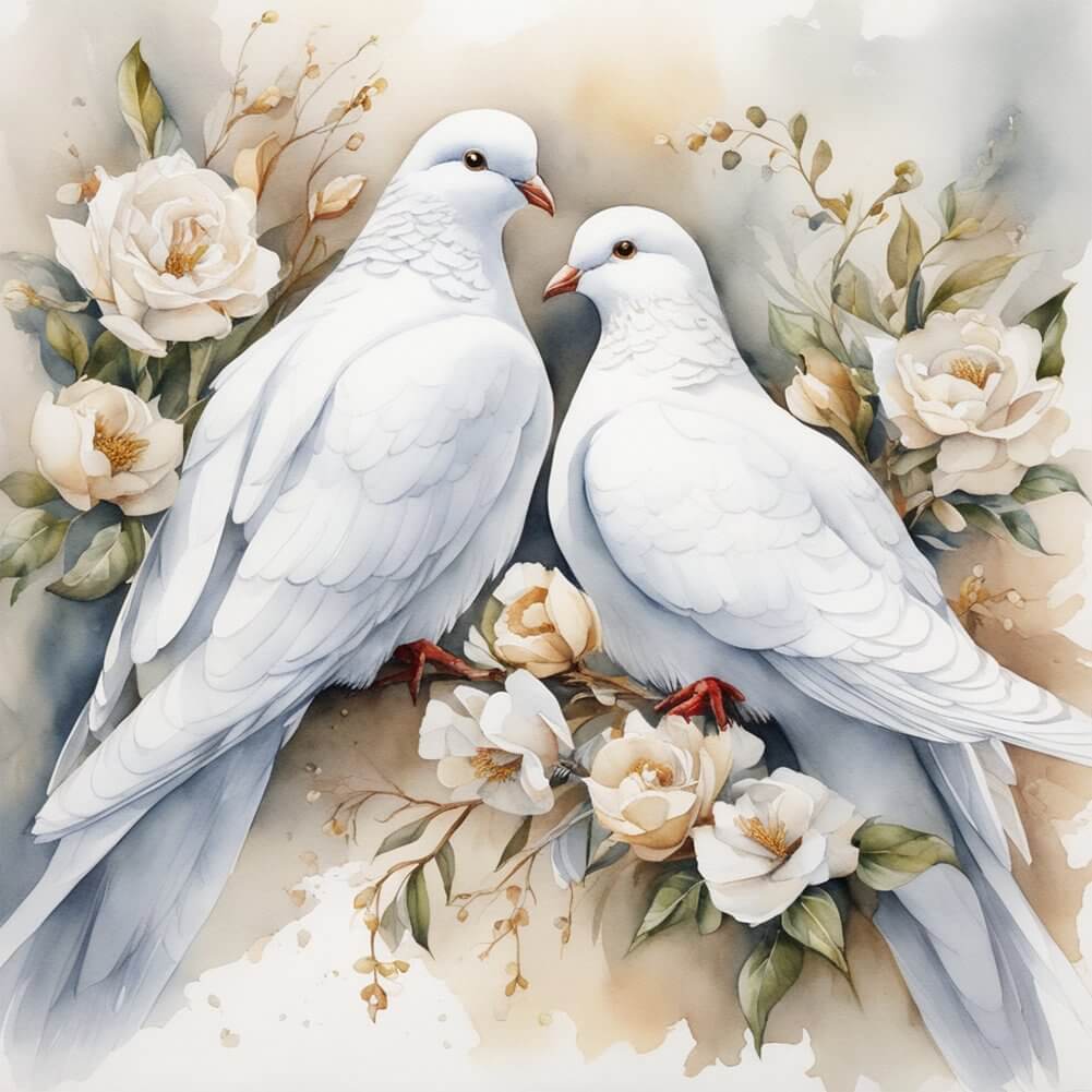 5D DIY Diamond Painting Kit - Full Round / Square - Two Pigeons