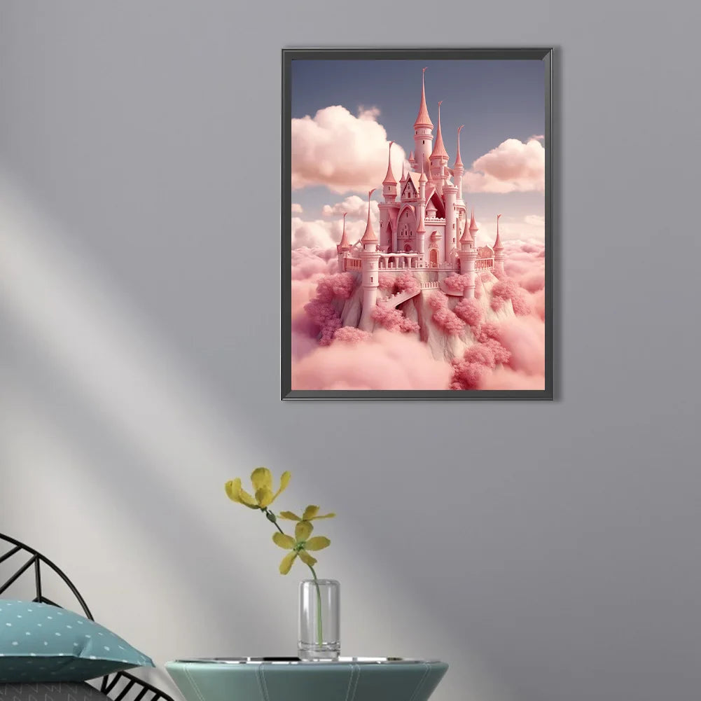 pink castle 5d diamond art kit