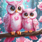 Pink Owls Diamond Art Kit