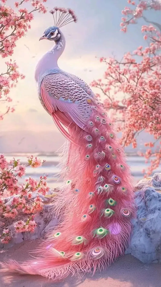 5D DIY Pink Peacock Diamond Painting