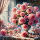 5D DIY Diamond Painting Kit - Full Round / Square - Pink Rose Vase A
