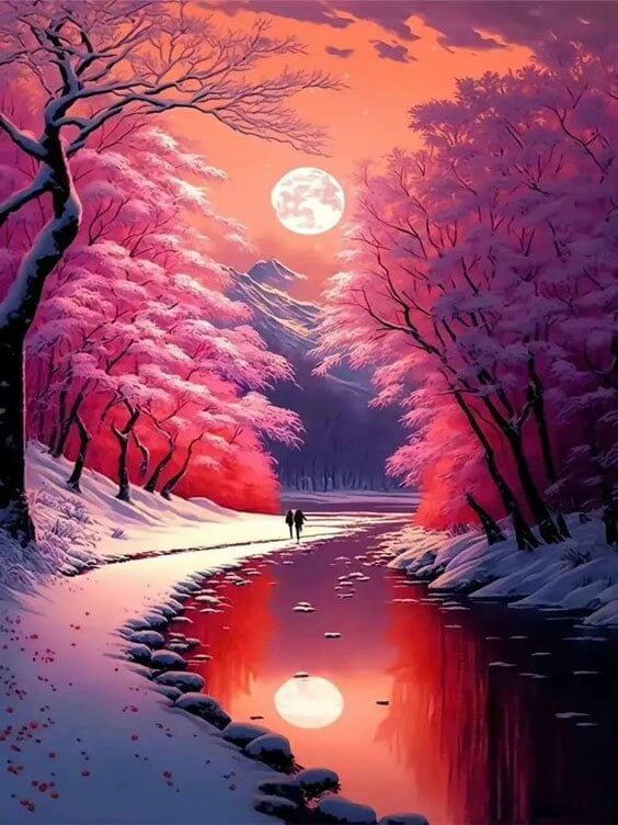 Pink Scenery Diamond Painting