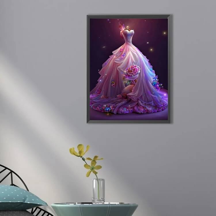 pink wedding dress diy 5d diamond embroidery