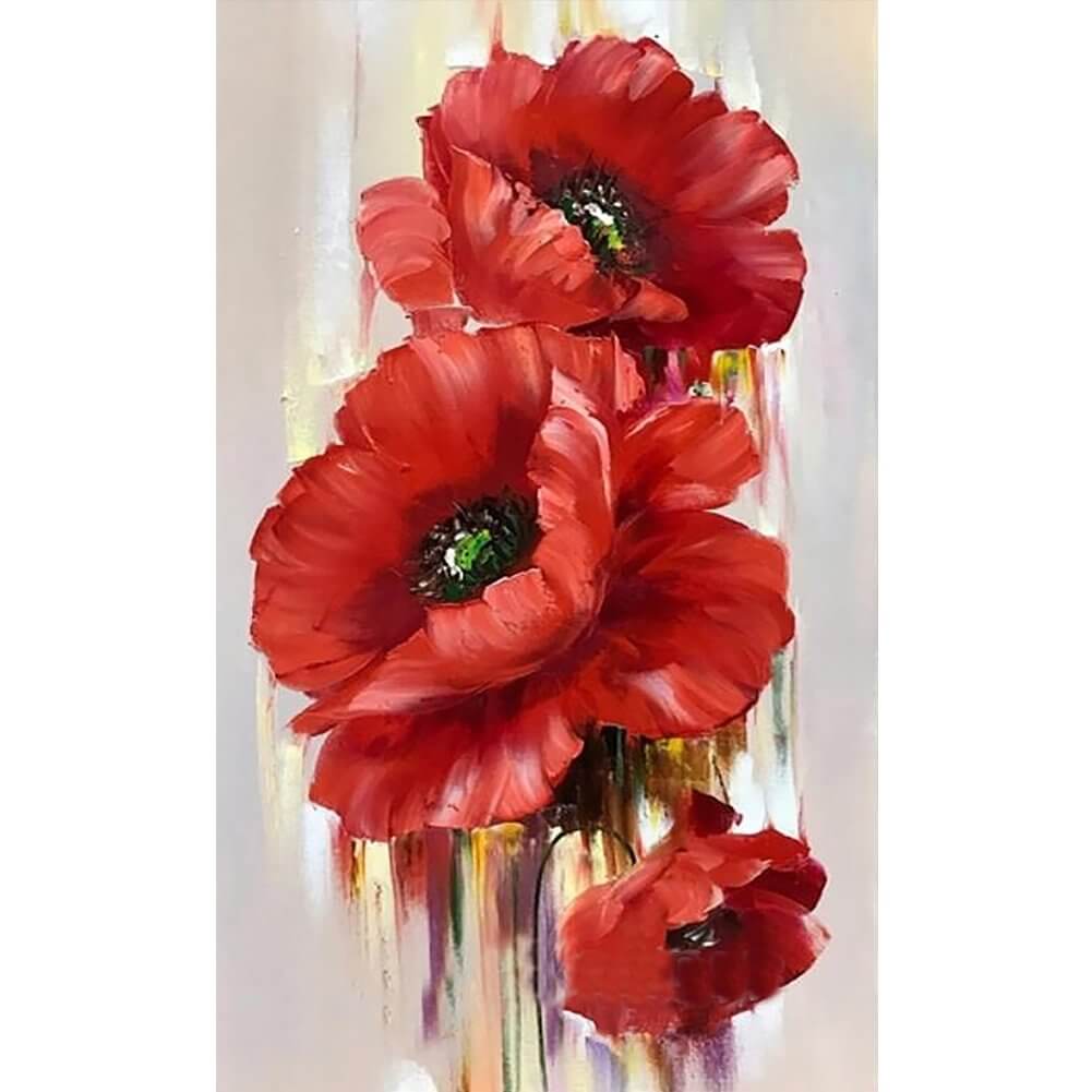 Flower Diamond Painting - Full Round / Square - Poppy 40x70cm