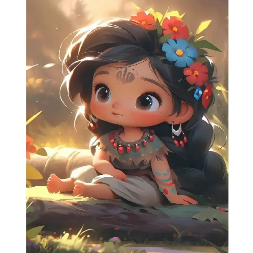 Diamond Painting - Full Round / Square - Primitive Jungle Girl B