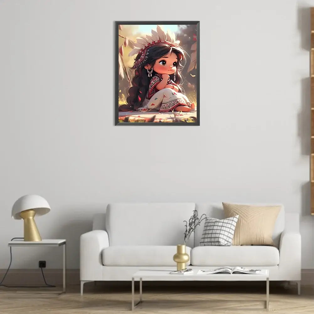 Primitive Jungle Girl C Diamond Painting