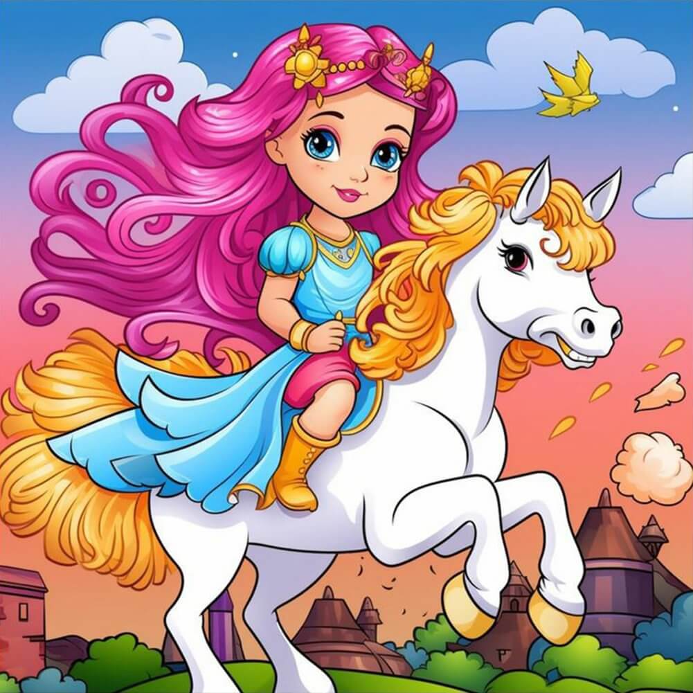 5D DIY Diamond Painting Kit - Full Round / Square - Princess Ride Hores