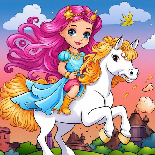 5D DIY Diamond Painting Kit - Full Round / Square - Princess Ride Hores