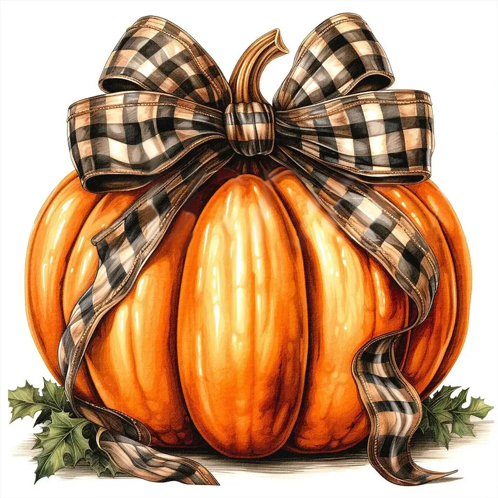 pumpkin with bow diamond art
