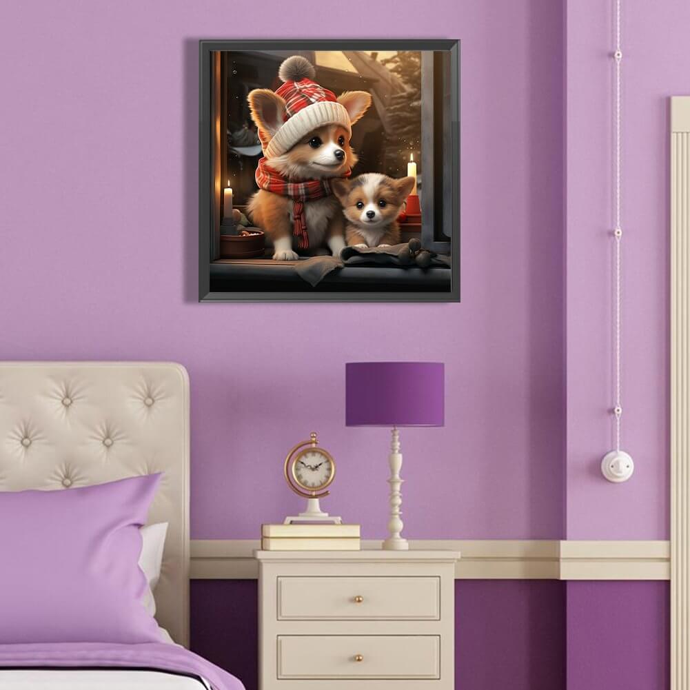 Mom And Baby Dogs 5D DIY Diamond Painting Kit