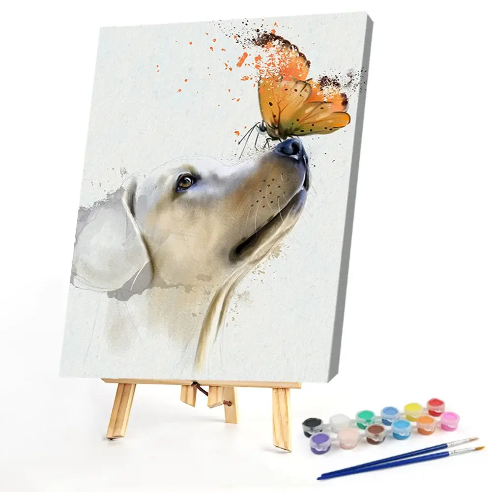 Puppy and Butterfly Paint By Number Kit