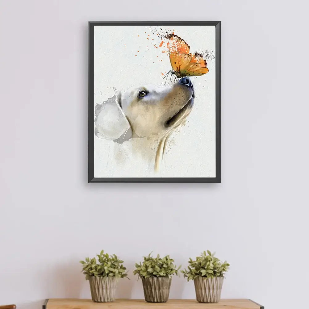 Puppy and Butterfly Paint By Number Acrylic Oil Painting