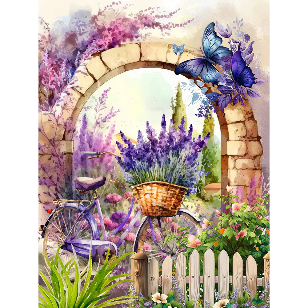 Purple Diamond Painting - Full Round / Square - Lavender Bike