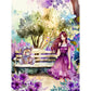 Purple Diamond Painting - Full Round / Square - Girl & Teddy Bear
