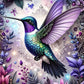 DIY Diamond Painting Kit - Full Round / Square - Purple Hummingbird