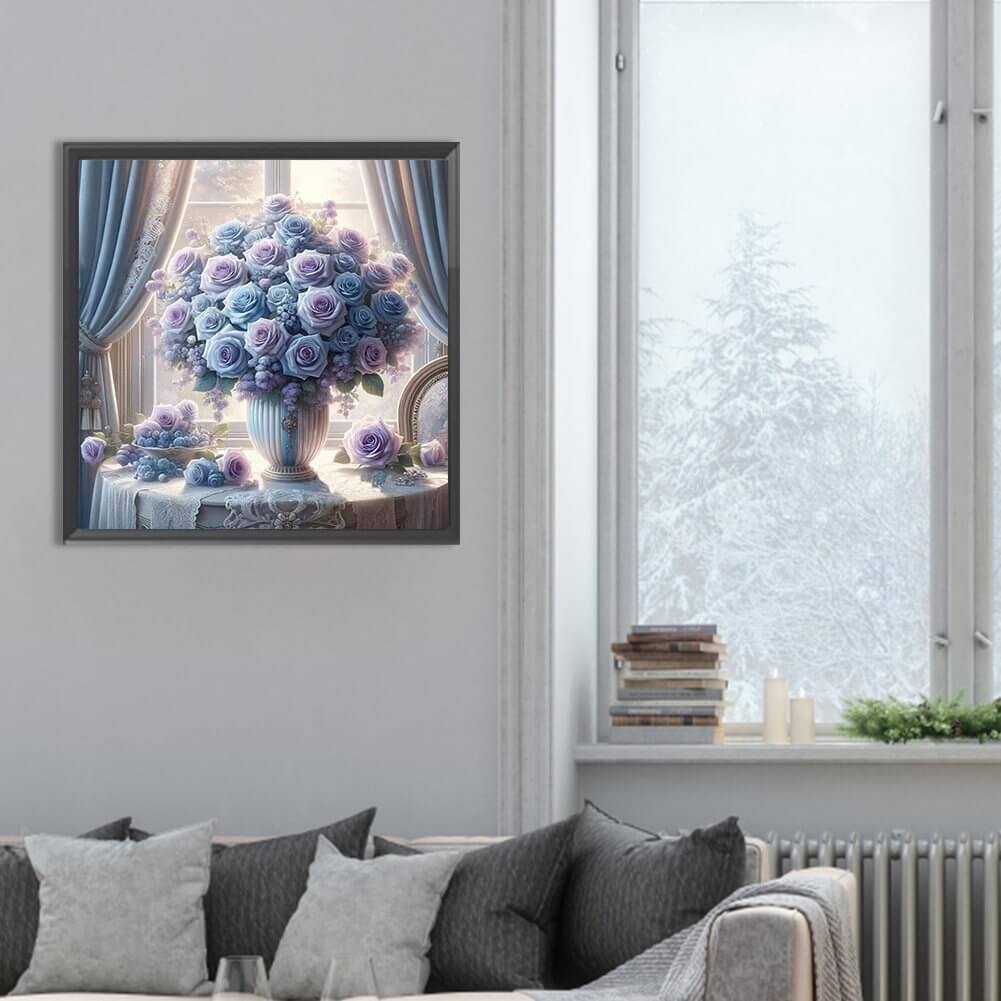 Purple Rose Vase 5D DIY Diamond ART