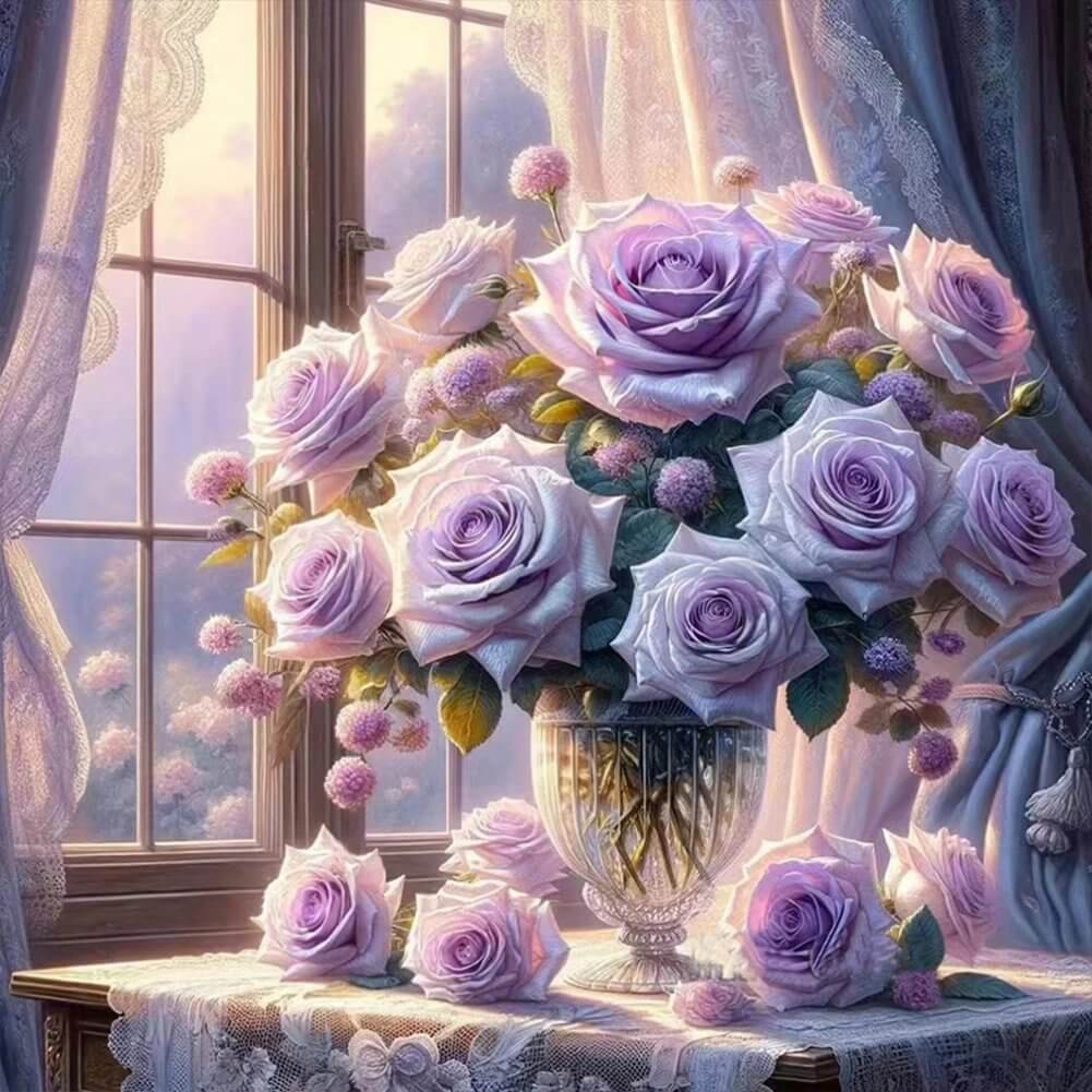 Purple Rose Vase 5D DIY Diamond Painting KiT