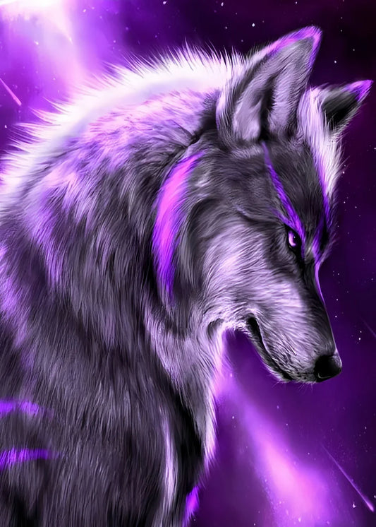 purple wolf diamond art kit