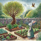 rabbit in yard diamond art kit