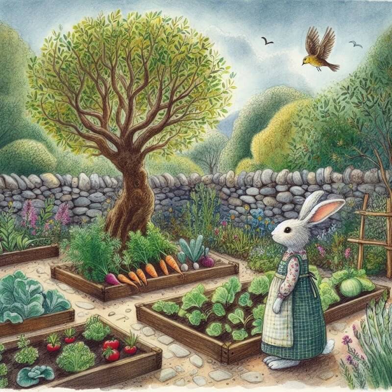 rabbit in yard diamond art kit