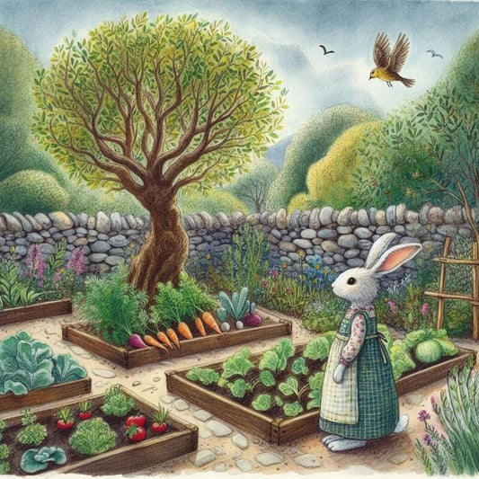 rabbit in yard diamond art kit