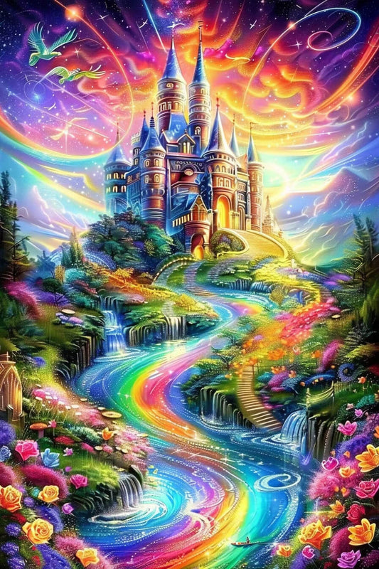 DIY Diamond Painting Kit - Full Round / Square - Rainbow Castle