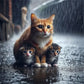 Rainy Night Cats Diamond Painting