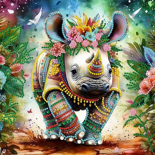 DIY Rhinoceros Crystal Rhinestone Diamond Painting Kit