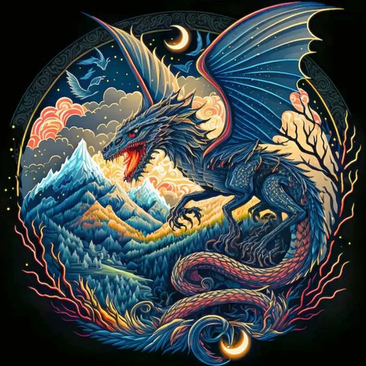 5D DIY Diamond Painting Kit - Full Round / Square - Roaring Flying Dragon