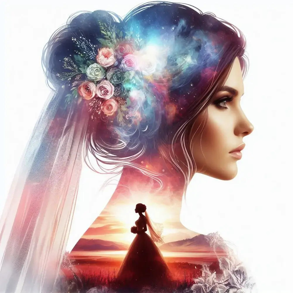 5D DIY Diamond Painting Kit - Full Round / Square - Romantic Wedding Silhouette F