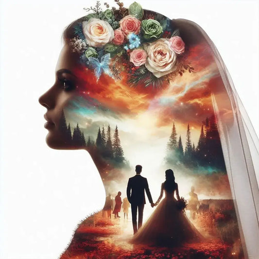 5D DIY Diamond Painting Kit - Full Round / Square - Romantic Wedding Silhouette E