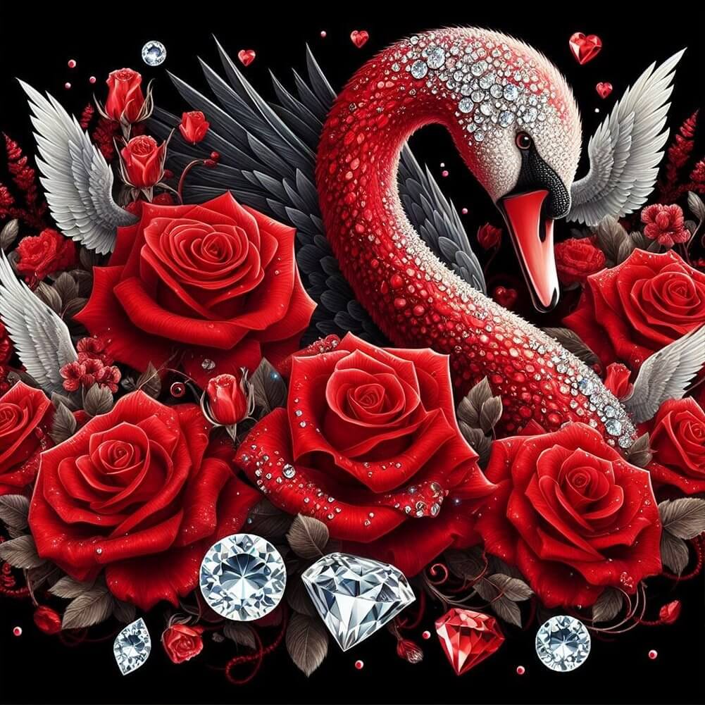 5D DIY Diamond Painting Kit - Full Round / Square - Rose Swan