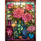 Flower Diamond Painting - Full Round / Square - Stained Glass Rose Vase F