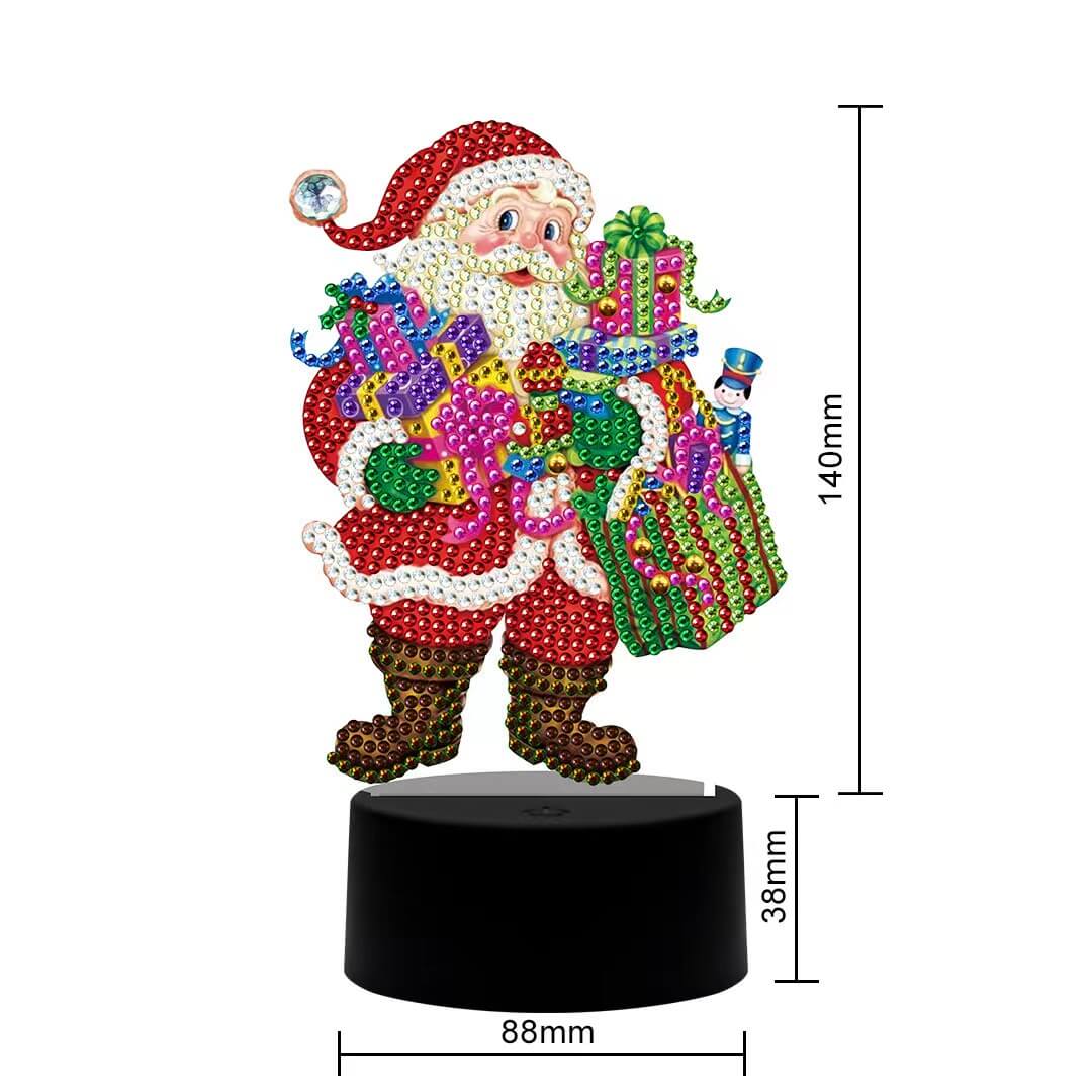 DIY Santa Claus Diamond Painting Led Table Lamp Ornament Size